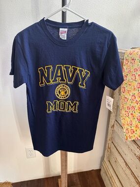 Soffe Navy Short Sleeve "NAVY MOM" Tee with Yellow Lettering